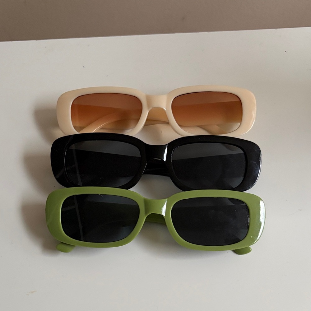Women’s Rectangular Party Sunglasses - Black, Cream, Olive